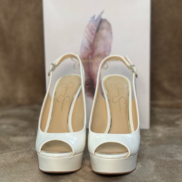 Jessica Simpson White Platform Slingback Heels - Picture 11 of 12